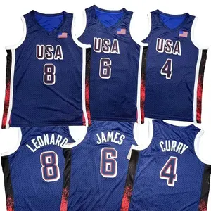 Nuevas Camisetas de Baloncesto de los Estados Unidos para Hombre, <span class=keywords><strong>4</strong></span> Stephen Curry, 6 James, 5 Anthony Edwards, 7 <span class=keywords><strong>Kevin</strong></span> <span class=keywords><strong>Durant</strong></span>, 14 Anthony Davis, Camiseta de los Estados Unidos - Product Image 1