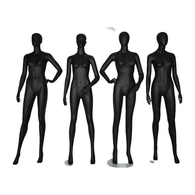 Luxury High Quality Black Full-Body Fiberglass Mannequins Female With Stand For Clothes Display