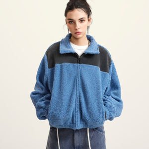 Chaqueta de Forro Polar para <span class=keywords><strong>Mujer</strong></span> al por Mayor, Personalizada, con Bloques de Color, Cuello Alto, Cortavientos, Cálida, Ajuste Holgado, Forro de Satén, Estilo Urbano a la Moda - Product Image 3