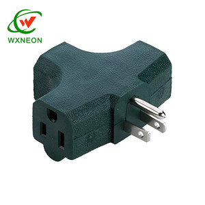 Adattatore a T a 3 vie per <span class=keywords><strong>presa</strong></span> a terra, resistente, per montaggio a parete, colore verde - Product Image 2