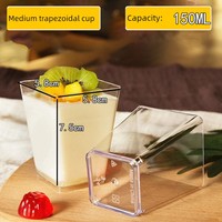 Gobelet à dessert carré miniature de haute qualité de 5 oz pour gâteau, en plastique PS transparent, jetable et écologique, logo personnalisé, utilisation pour les fêtes