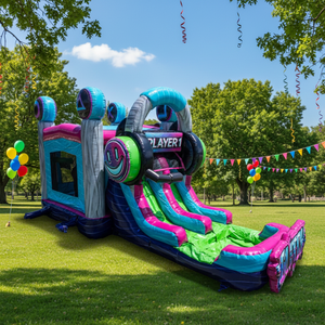 Nouvelle conception de manette de jeu, trampoline gonflable combiné <span class=keywords><strong>avec</strong></span> <span class=keywords><strong>toboggan</strong></span>, château gonflable, <span class=keywords><strong>toboggan</strong></span> aquatique, <span class=keywords><strong>piscine</strong></span>, matériau PVC, capacité de 12 personnes - Product Image 1