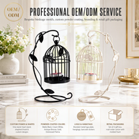 Ornements décoratifs pour table de salle à manger, porte-bougie créatif en fer en forme de cage à oiseaux, style rétro européen, pour Noël