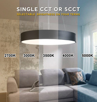 Lustre LED rond à suspension au plafond, installation en surface, hauteur réglable, pour les établissements d'enseignement