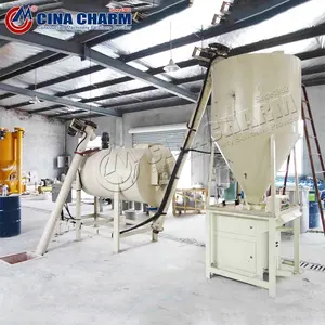 Simple Dry Mortar Production Line With Ribbon Mixer Machine Wall Putty Skim Coat Ceramic Tile Adhesive Mixing Equipment