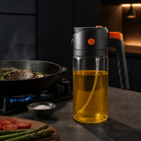 Bouteille en verre portable 2-en-1 de 550 ml pour cuisine, pulvérisateur d'huile à brume fine et vaporisateur d'huile d'olive avec bec verseur, à main