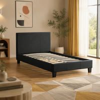 Lit Moderne en Bois Simple ou Double en Cuir avec Plateforme Simple, Vente en Gros Usine, Prix Abordable, Personnalisable