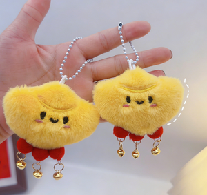 Customized Gold Coin Plush Doll Keychain Festive Soft Cute Bag Charm for Backpack Purse Fashion Promotional Gifts and Giveaways