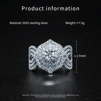 Cincin perak murni S925 baru mewah lampu cincin penuh berlian penuh moissanite retro elegan cincin wanita
