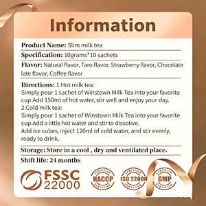 WinsTown Thé au lait minceur aux herbes naturelles saveur café 100g Faible en calories Substitut de repas Poudre de thé pour la gestion du poids - Product Image 5