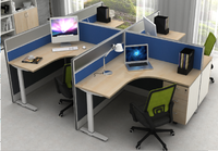 Bureau modulaire pour 4 personnes à bas prix, tailles standard de mobilier de poste de travail