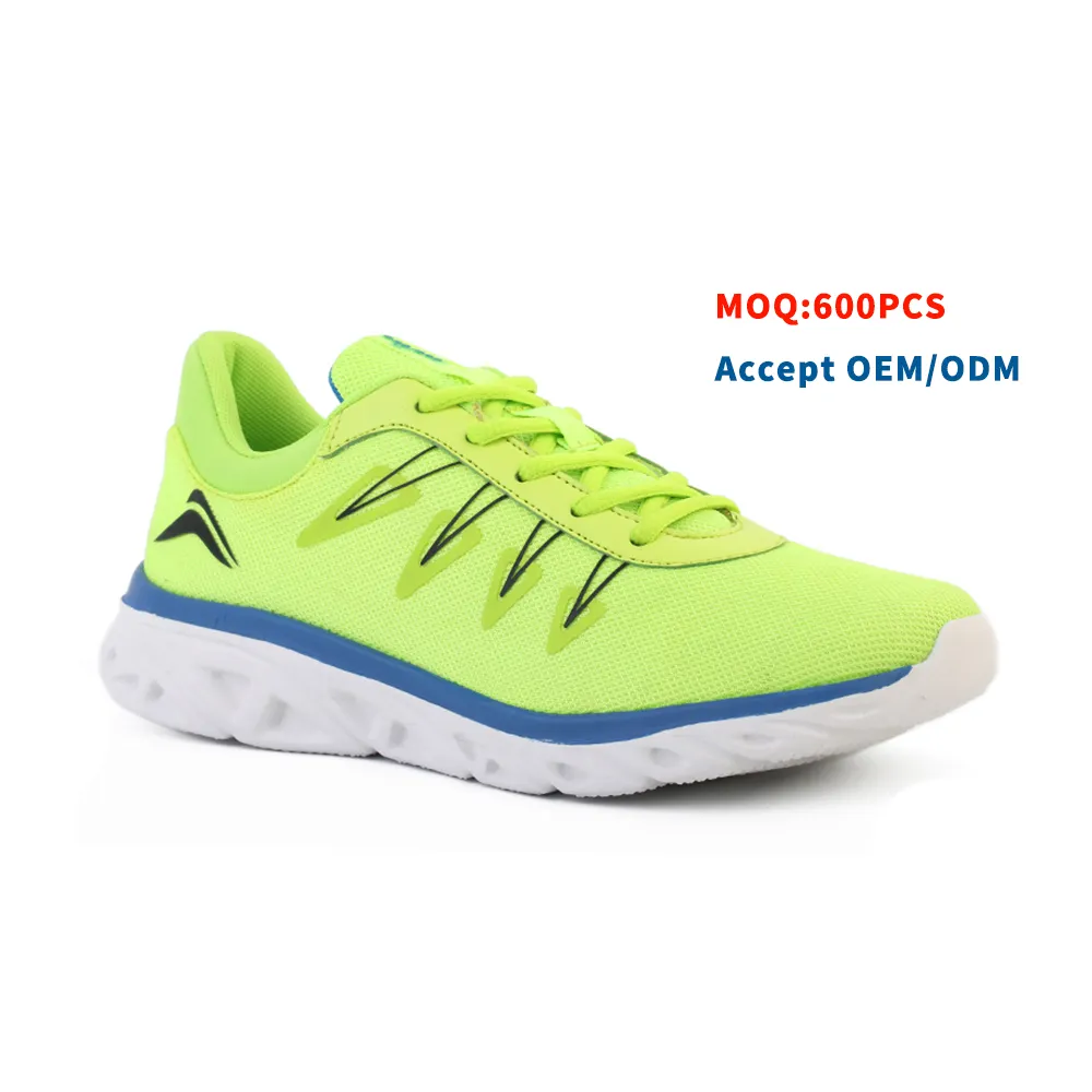 High quality breathable mesh green running sport tennis shoes men