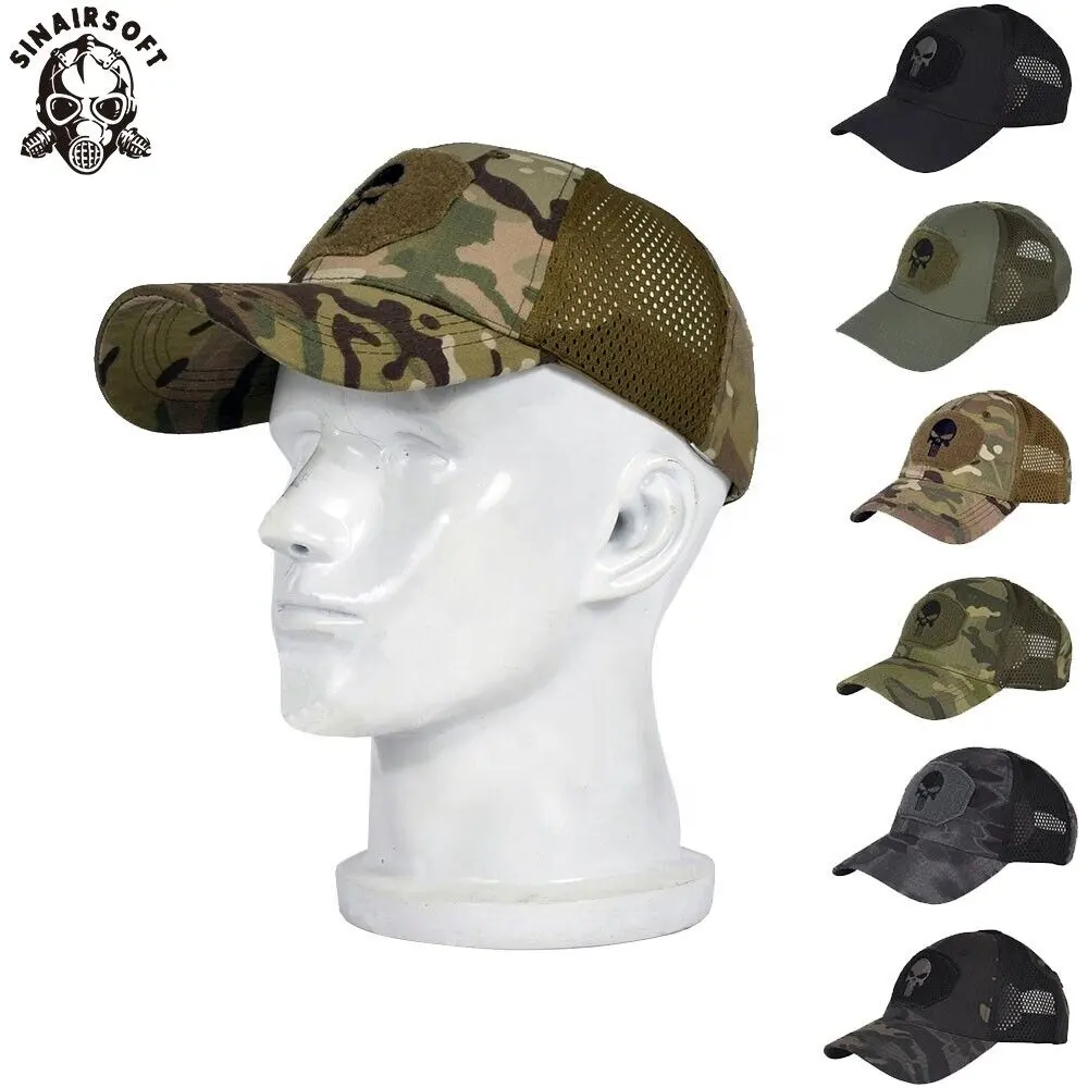 Camo Pattern Mesh Baseball Hat Patch Logo Camouflage Custom Tactical Hat Cap
