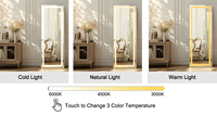 Miroir sur pied LED moderne personnalisé OEM pour chambre à coucher, miroir de maquillage avec écran tactile, miroir rectangulaire pleine longueur avec éclairage LED