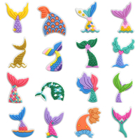 Breloques de chaussures sabot en caoutchouc PVC souple personnalisées 2026, motif queue de poisson, avec boucle à bouton, décoration appliquée, 2,5-3,5 cm, unisexe