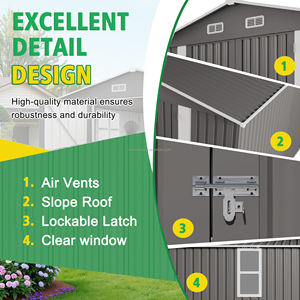 10X12FT livraison gratuite dans l'entrepôt hangar <span class=keywords><strong>de</strong></span> stockage en métal à cadre en acier Double charnière grande porte toit en pente <span class=keywords><strong>abri</strong></span> <span class=keywords><strong>de</strong></span> <span class=keywords><strong>jardin</strong></span> <span class=keywords><strong>pour</strong></span> arrière-cour - Product Image 4