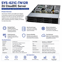 Serveur CloudDC Supermicro SYS-621C-TN12R 2U, double processeur Intel Xeon, DDR5, 12 baies NVMe SAS SATA PCIe 5.0, serveur de centre de données d'entreprise