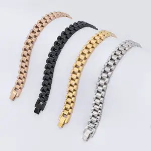 Accessoires simples Bracelet de 10MM en acier inoxydable Bracelet plaqué or en acier titane