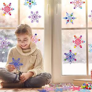 <span class=keywords><strong>Kit</strong></span> d'activités créatives flocons de neige DIY pour enfants – Créez vos propres autocollants et pompons flocons de neige pour l'hiver - Product Image 5