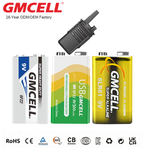 Wholesale Blister Card 9V Alkaline <b>Battery</b> 6LR61 Rectangular Zinc Carbon 6F22 9V USB Rechargeable <b>Battery</b> for walkie-talkie - Product Image 6