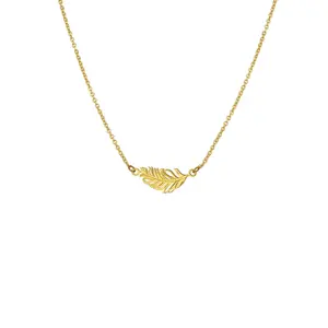 Inspire Jewelry Stainless Steel Chic Unique Dazzling Dainty Elegant 18K Gold Plated Fashion Jewelry Feather Necklace for Girls