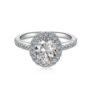 Bague de Fiançailles et de Mariage Dylam au Design Classique en Argent S925 Plaqué Rhodium, Forme Ovale, Zircon Cubique 5A CZ pour Femme - Product Image 1