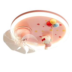 Nuevo diseño lindos animales gato Rosa habitación de los niños Luz de techo LED protección ocular sacudiendo la cabeza niños ventilador Luz - Product Image 2