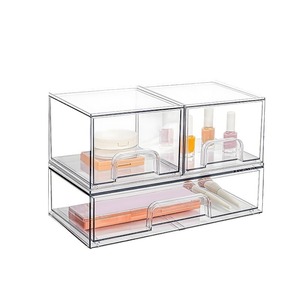 Boîtes <span class=keywords><strong>de</strong></span> <span class=keywords><strong>rangement</strong></span> empilables transparentes en plastique injecté pour <span class=keywords><strong>salle</strong></span> <span class=keywords><strong>de</strong></span> <span class=keywords><strong>bain</strong></span> et <span class=keywords><strong>maquillage</strong></span>, capacité 10 kg, pour rouges à lèvres et bijoux - Product Image 4