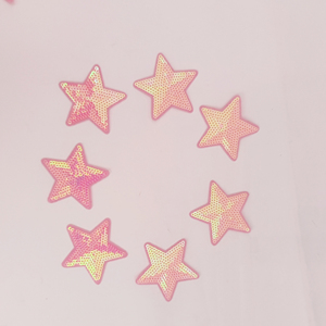 Patchs en tissu brodés thermocollants personnalisés 3D en sequins roses 5 étoiles pour sacs, chapeaux et vêtements DIY - Product Image 2