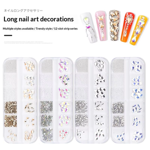 Venta al por mayor: Diamantes 3D brillantes para uñas con 12 rejillas, cristales AB de colores, pedrería para uñas, accesorios DIY para uñas, productos para uñas. - Product Image 3