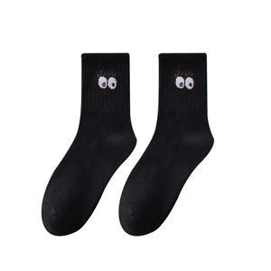 Women's Crew Socks Solid Color Cute Big Eyes Breathable Sweat-Absorbing Regular Casual Socks Autumn New Style - Product Image 5