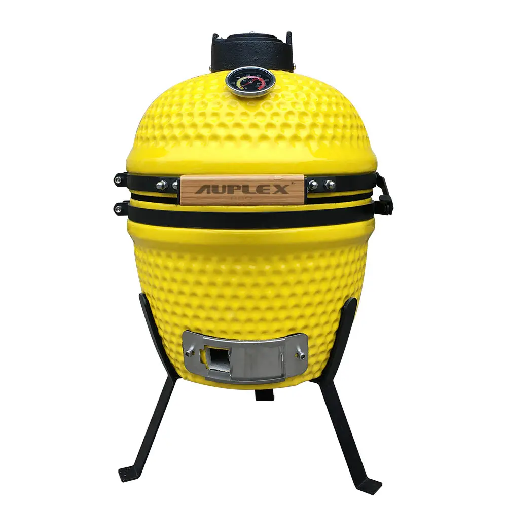 AUPLEX Asadores Camping Cerámica Kamado 13 Pulgadas Negro Pellet Fumador Barbacoa Carbón Barbacoa Parrillas Al Aire Libre