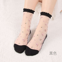 Collants en soie de verre pour femmes, bas en coton, collants fins en soie de cristal, chaussettes mi-mollet pour femmes
