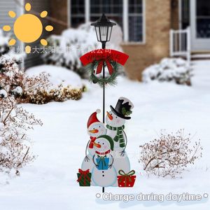 Lumière solaire de Noël en forme de bonhomme de neige avec panneau de bienvenue, décoration extérieure, lampe LED étanche - Product Image 2
