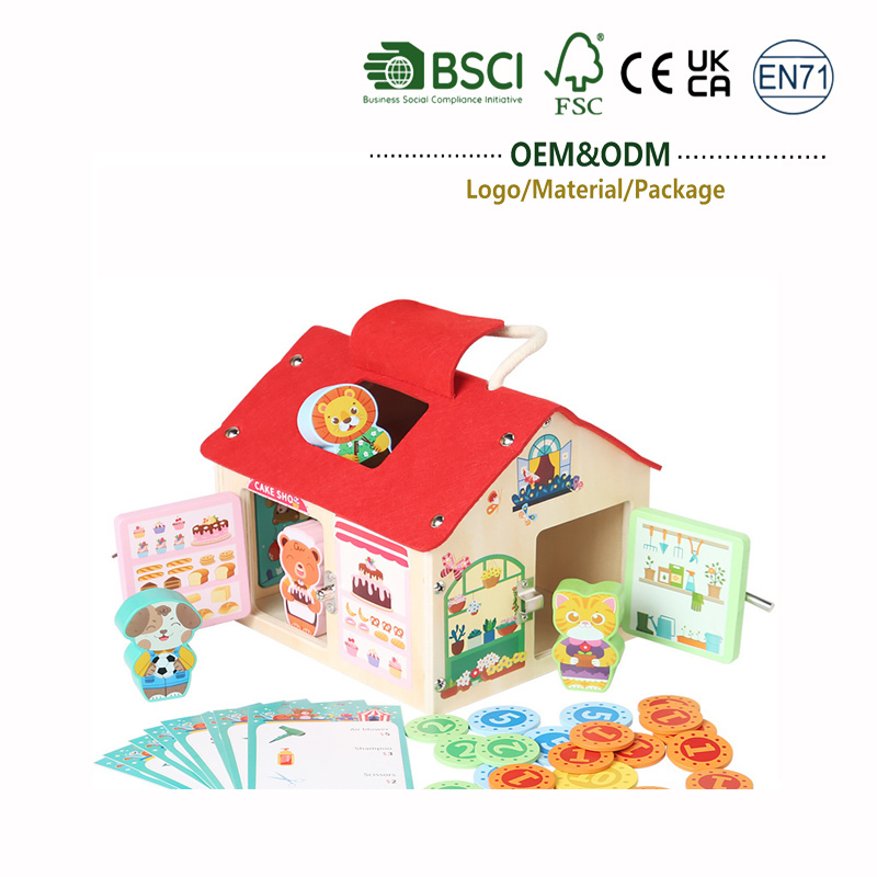 Montessori Toys Multifunctional Wooden Portable Unlock