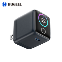 Chargeur GaN Type C 35W OEM d'usine avec écran TFT intelligent, adaptateur de voyage portable à charge rapide pour téléphone et ordinateur portable, chargeur mural USB C