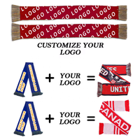 Logo personnalisé danemark Palestine écharpe 100% acrylique tricot Jacquard armure drapeau à carreaux pour les Fans d'équipe sportive de football de football d'hiver