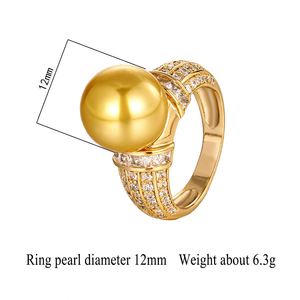 Vente en gros d'usine Toderi ZS1367, bagues en perles de coquillages de 12 mm de style nautique, de haute qualité, écologiques, en cuivre plaqué or 18 carats - Product Image 4