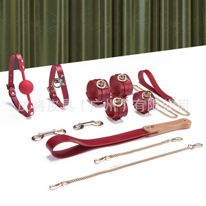 SP bondage restraint leather <b>collar</b> men's and women's leather set adult <b>BDSM</b> sex toy genuine leather teasing sexy - Product Image 3