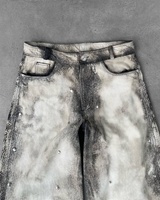 Jeans Baggy Homme Personnalisés Marque Privée Y2K Streetwear Délavés Effet Neige avec Strass Coupe Large en Denim Fabricant OEM ODM Vente en Gros