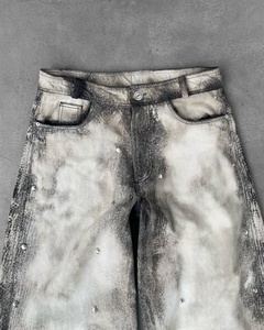 Оптовые джинсы Y2K Baggy с индивидуальным дизайном, винтажные, потертые, широкие, с заклепками, в стиле стритвир, гранж, хип-хоп, винтаж - Product Image 4