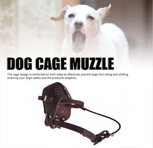 Muselière en cuir pour <span class=keywords><strong>chien</strong></span>, respirante, réglable, anti-morsure et anti-aboiement, pour chiens <span class=keywords><strong>de</strong></span> taille moyenne/grande, en stock aux États-Unis - Product Image 5
