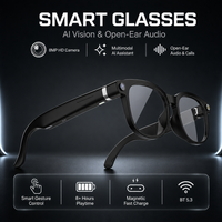 Lunettes intelligentes magnétiques avec caméra HD 8MP, enregistrement vidéo, assistant IA, appels mains libres BT 5.3, musique, 8 heures d'autonomie