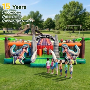 Castillo Inflable de PVC con Tobogán y Zona de Saltos, Temática Jurassic Park, Certificado CE, para <span class=keywords><strong>Alquiler</strong></span> en Eventos - Product Image 1