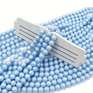Perle di Vetro Blu Aurora Effetto Sirena, Perle Rotonde ad Alta Lucentezza per Gioielli Boho Marini Impilabili e Maximalistici - Product Image 2