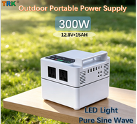 Station d'alimentation portable à onde sinusoïdale pure 300W 192Wh LiFePO4 MPPT avec lumière LED pour camping et secours d'urgence