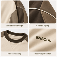 Sweat-shirt respirant en coton épais French Terry, anti-boulochage, avec passepoil, broderie personnalisée de marque premium, respectueux de l'environnement, ODM
