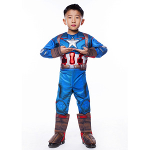 Disfraz de Capitán América con botas para niños de 8 a 13 años, traje de poliéster para actuaciones en escenario, disfraz de Halloween - Product Image 1
