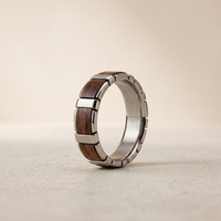 Ensemble de bijoux pour hommes en gros, collier et bague en acier inoxydable avec incrustation de bois naturel, 3 pièces, fabricant de bijoux avec logo personnalisé