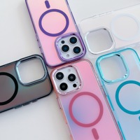 Coque de téléphone transparente en TPU + acrylique dégradée et colorée pour 11 12 13 14 15 16 Pro Max 16E, compatible avec la recharge sans fil magnétique